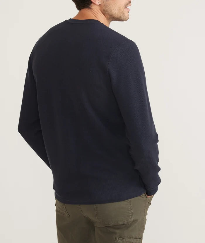 Wholesale,Marine Layer, Marine Layer Navy Sport Waffle Henley, Blue, Large-44-TagL