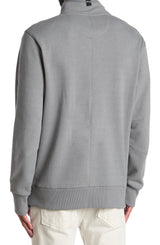 PTO Grey Green Fleece Button Front Mock Neck Sweatshirt