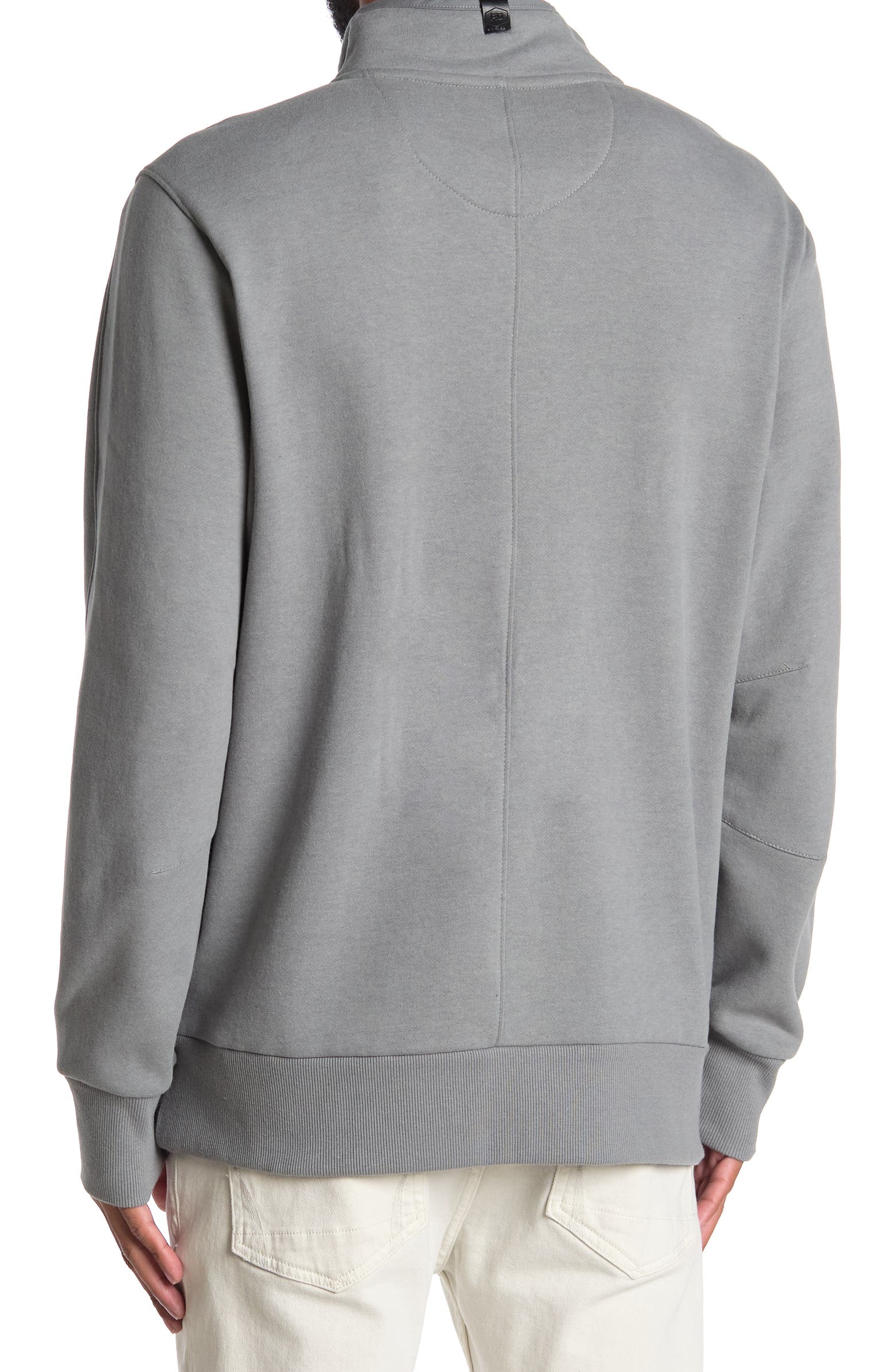 Nordstrom Rack,PTO, PTO Grey Green Fleece Button Front Mock Neck Sweatshirt, Grey, Large-44-TagM