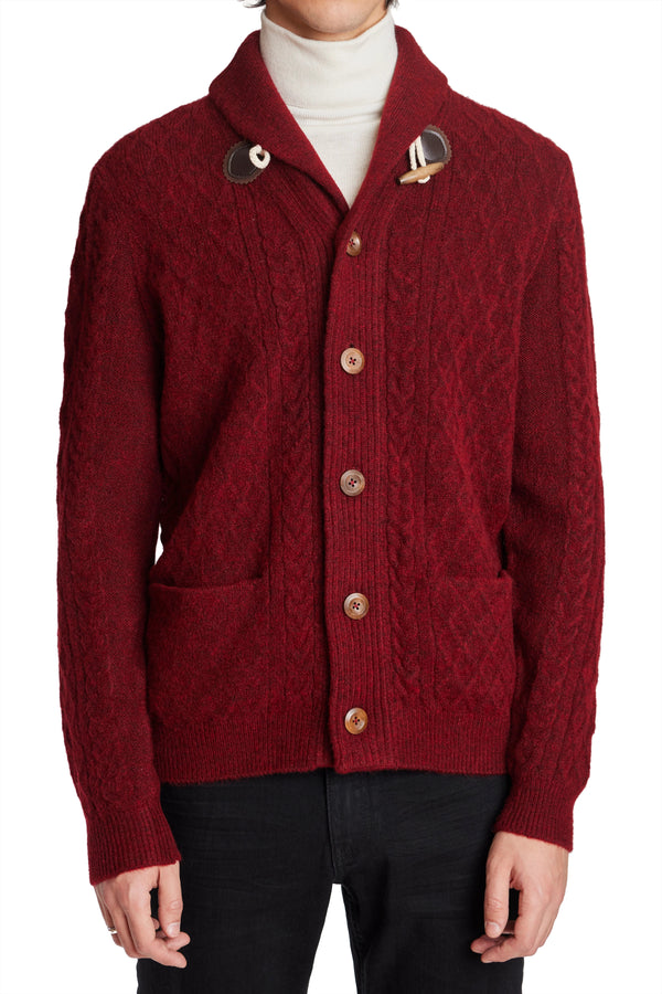 Paisley & Gray Maroon Toggle Wool-Blend Shawl Collar Cardigan