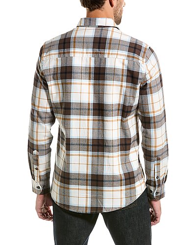 Other,Point Zero, Point Zero Cream/Brown Brush Flannel Shirt, Cream, Medium-44-TagM