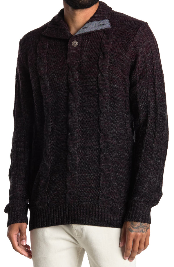 WEATHERPROOF Burgundy Button Mock Neck Sweater