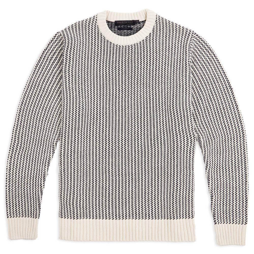 Faire,Paul James, Paul James Beige Fisherman Tuck Stitch Crewneck Sweater, Cream, Large-44-TagL