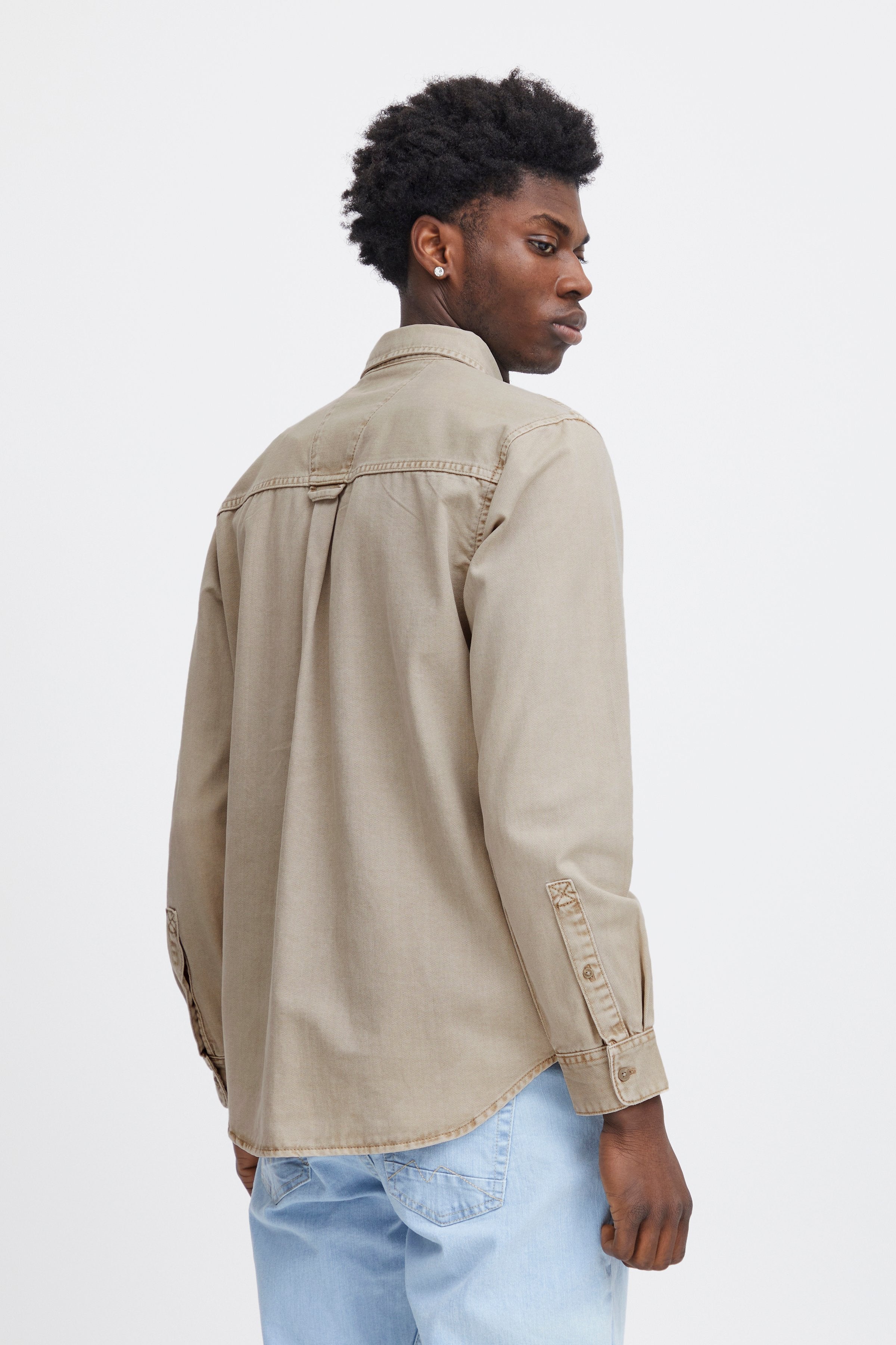 Wholesale,Blend, Blend Tan Denim Long Sleeve Shirt, Tan, Small-41-TagS