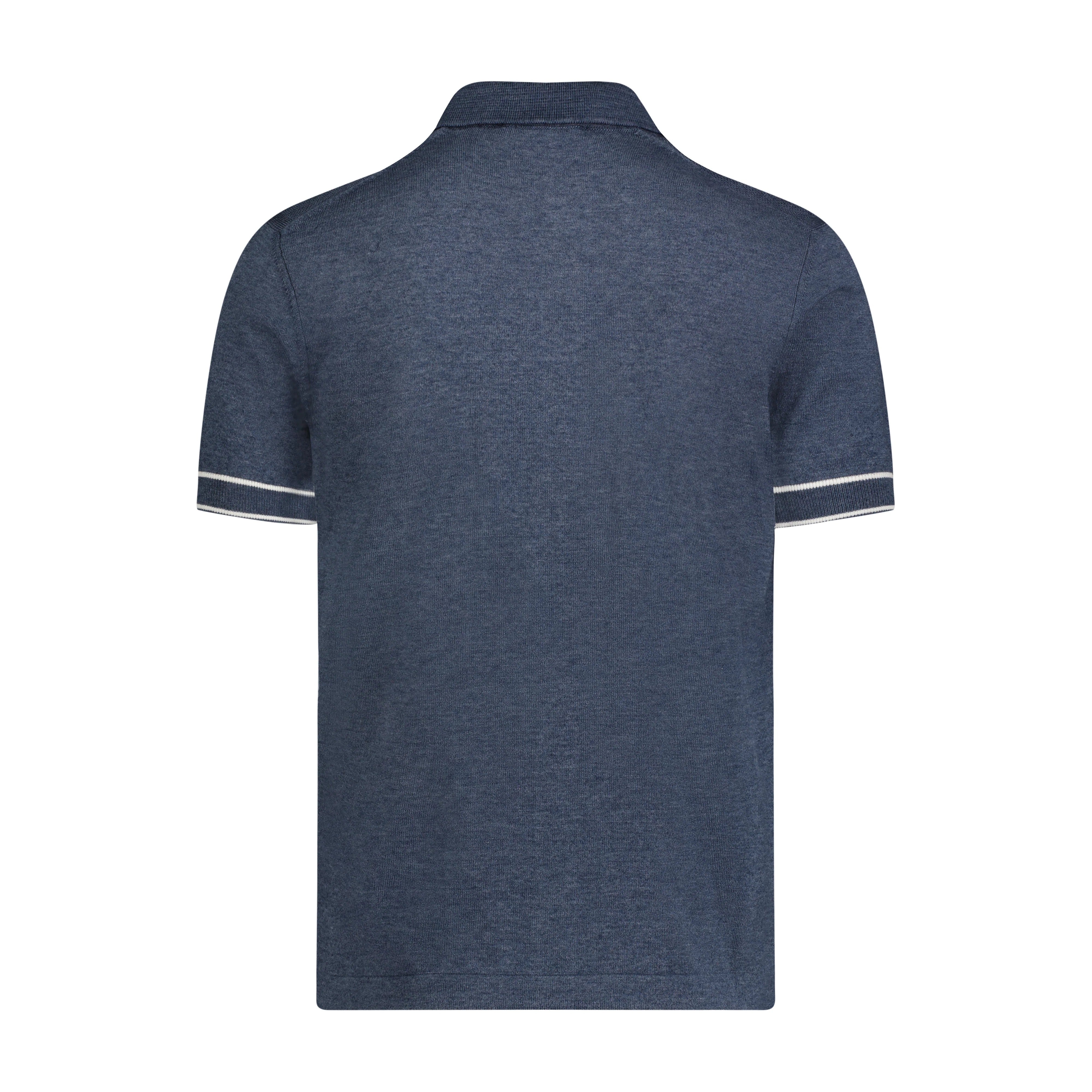 Wholesale,Luchiano Visconti, Luchiano Visconti Indigo with White Trim Short Sleeve Knit Shirt, Blue, Extra Large-44-TagXL
