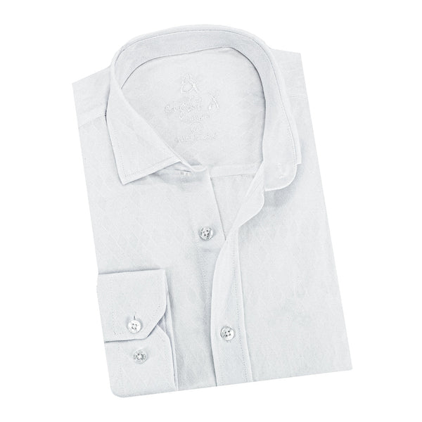 Eight X White Argyle Jacquard Button Up