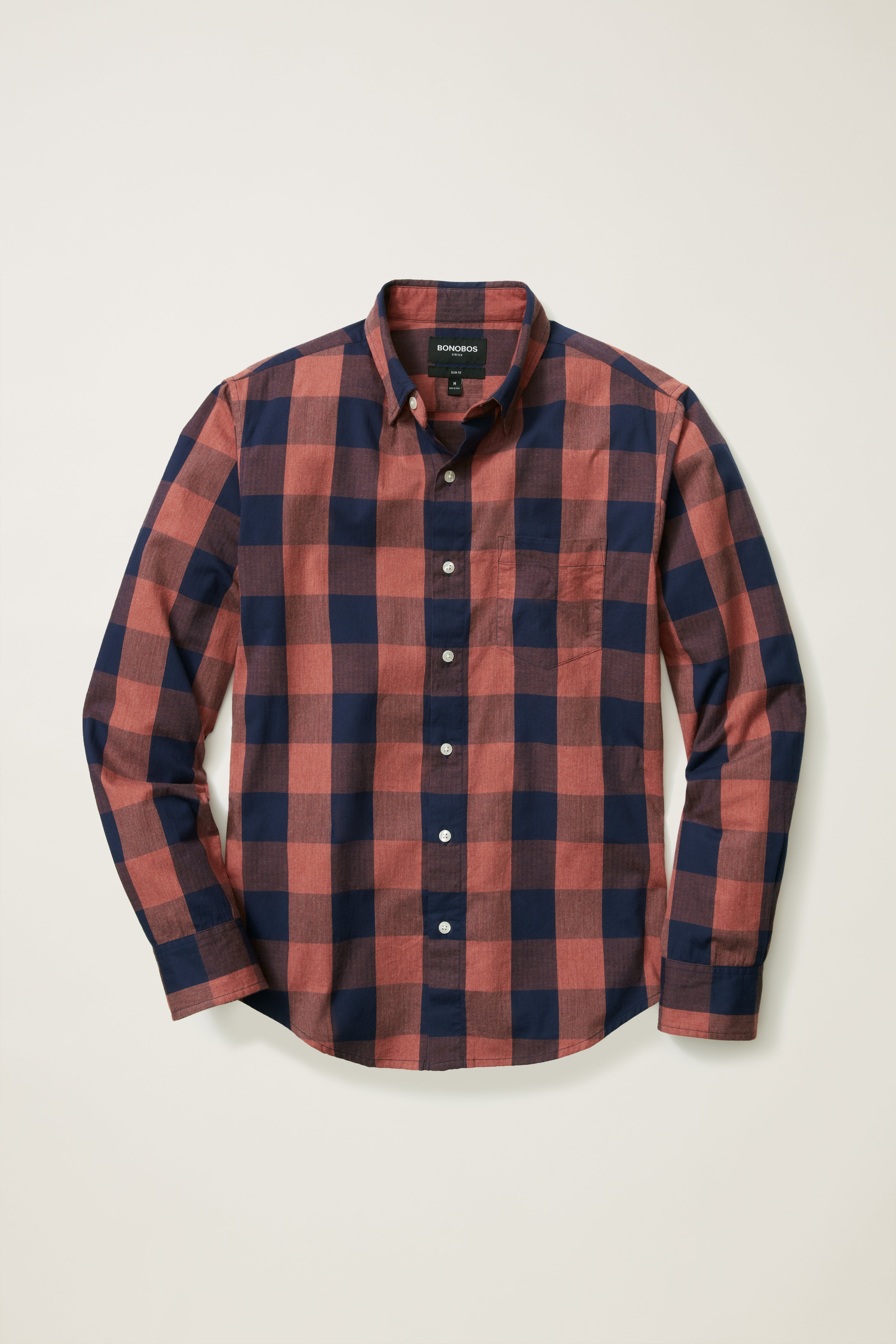 Wholesale,Bonobos, Bonobos Red Blue Stretch Slim Buffalo Check Flannel Shirt, Red, Extra Extra Large-51-TagXXL