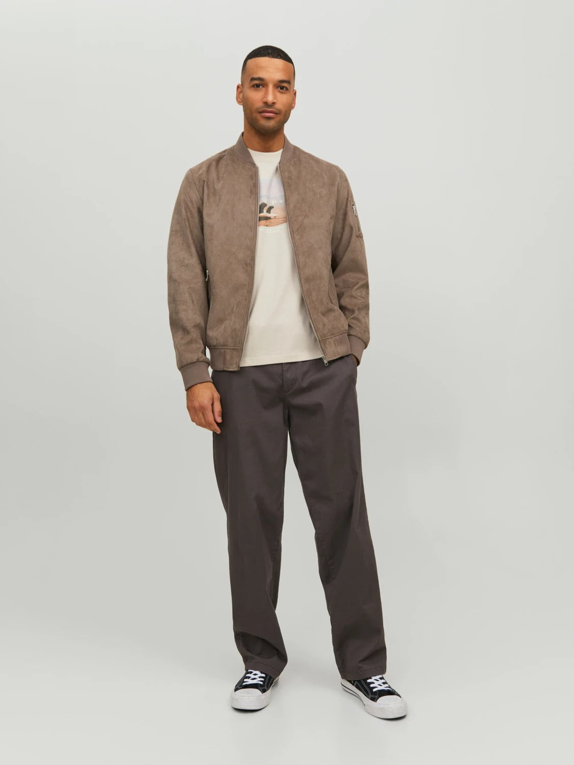 Wholesale,Jack & Jones, Jack & Jones Light Brown Faux Suede Bomber Jacket, Brown, Extra Large-46-TagXL