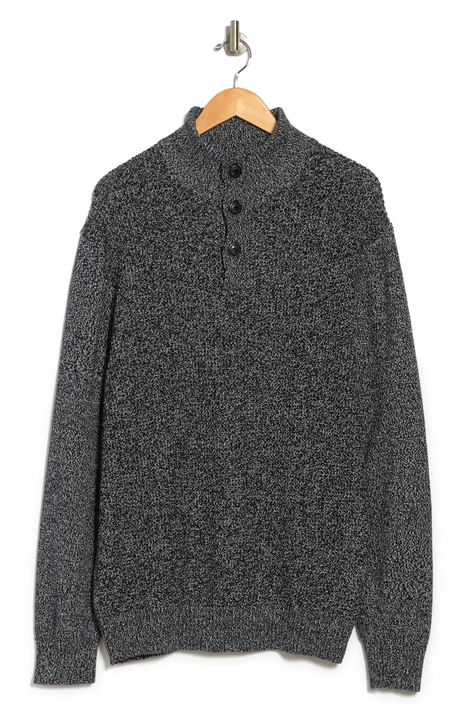 Nordstrom Rack,Weatherproof, WEATHERPROOF Marl Charcoal Grey Mockneck Pullover Sweater, Grey, Medium-42-TagM