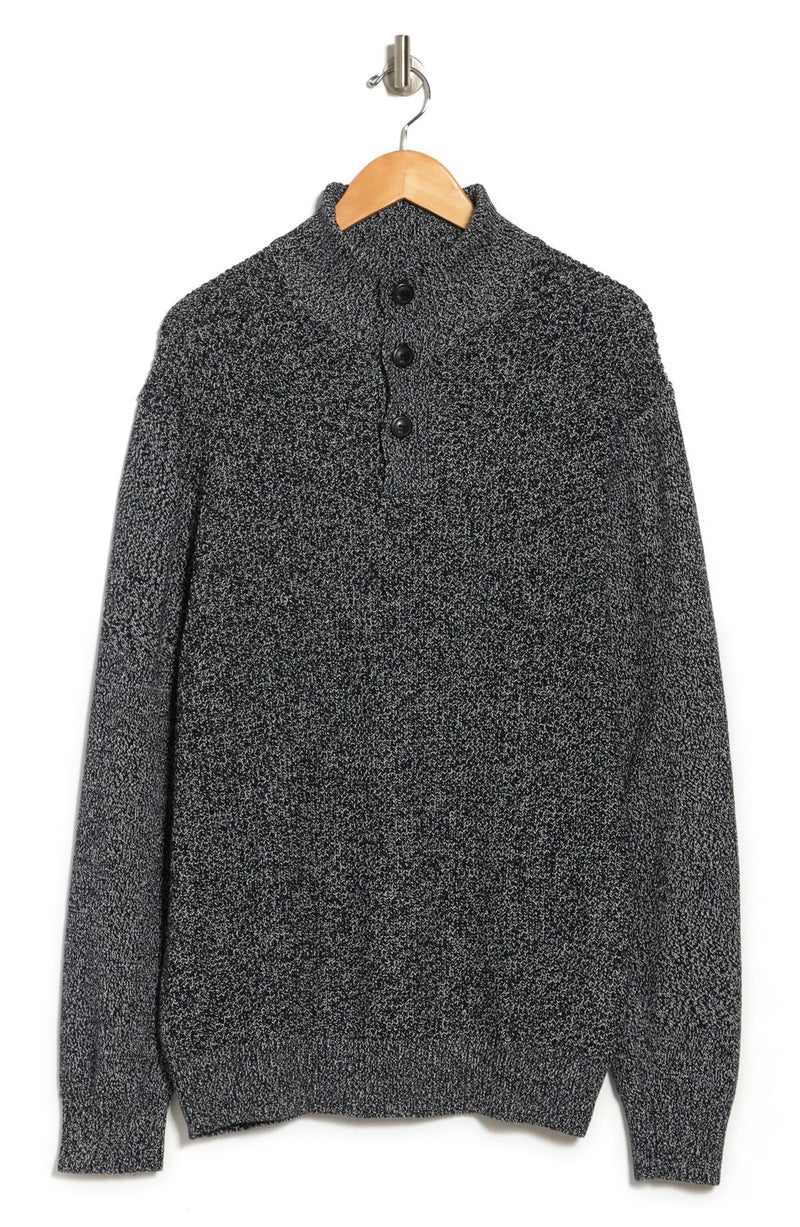 WEATHERPROOF Marl Charcoal Grey Mockneck Pullover Sweater
