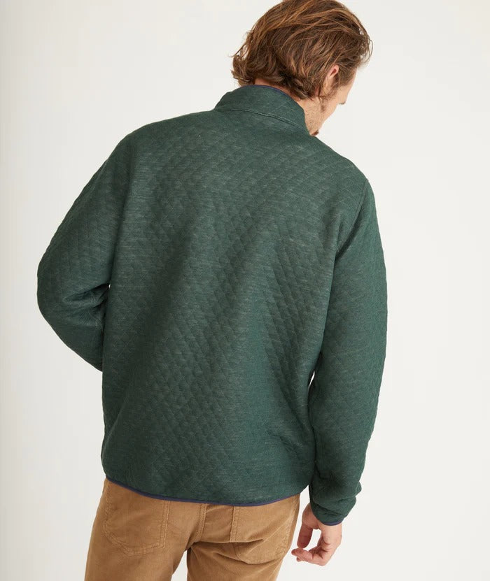 Marine Layer Green/Oatmeal Quilted Long Sleeve Corbet Reversible Pullover