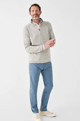 Faherty Grey Long Sleeve Qtr Zip Pullover