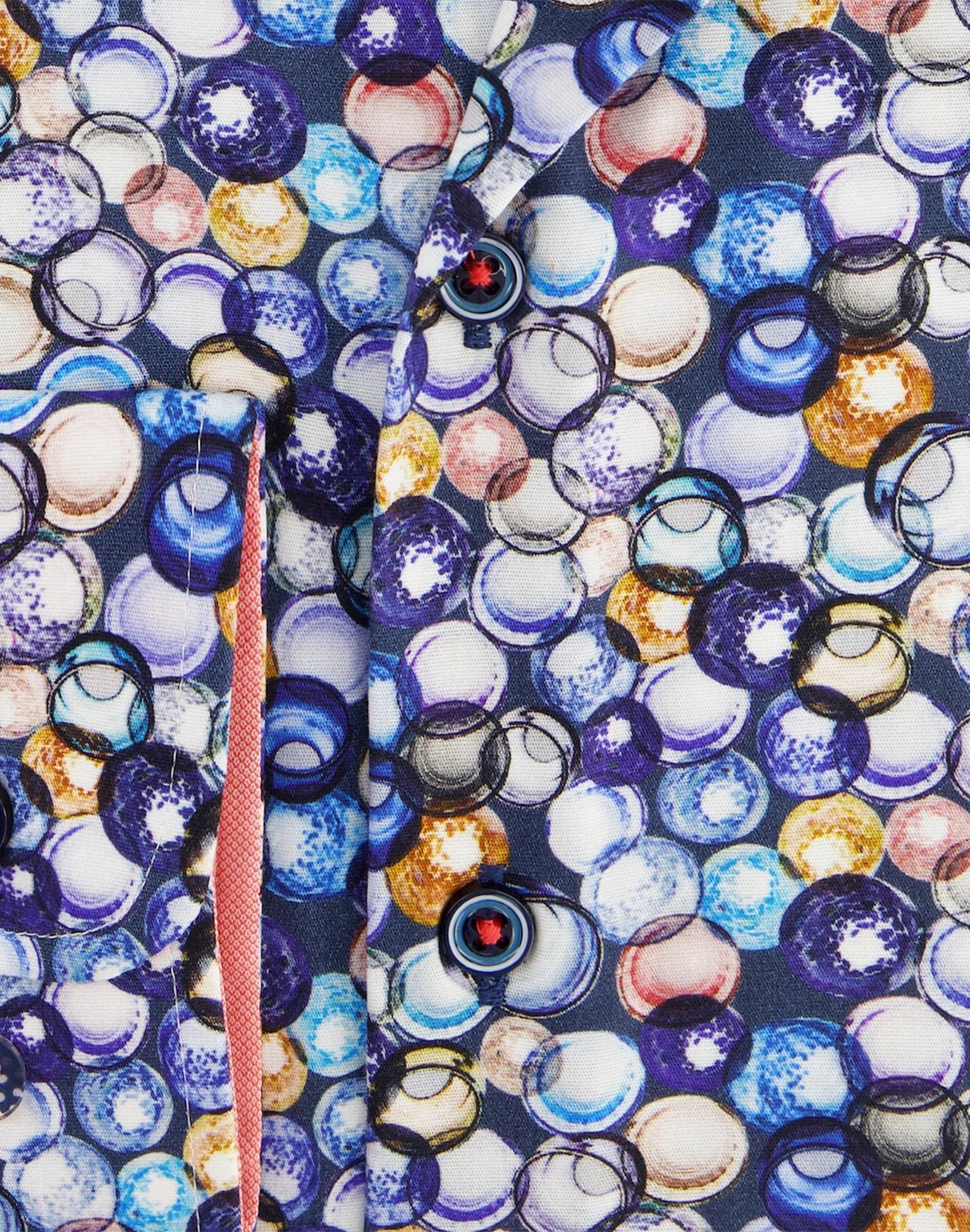 Brand Partner,R2 Amsterdam, R2 Amsterdam Blue Water Glasses Print Stretch Shirt, Blue, Medium-42-Tag39Large-44-Tag41