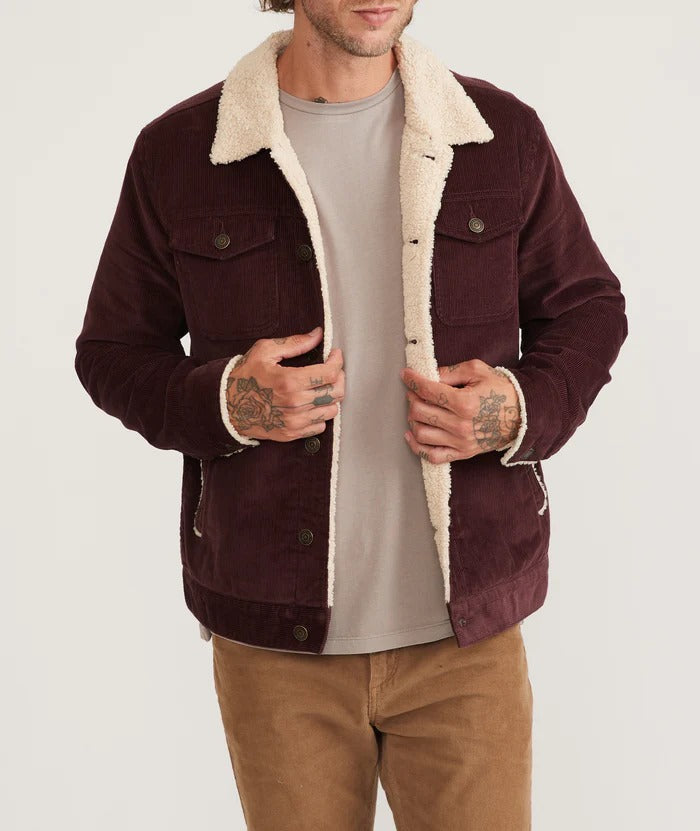 Marine Layer Brown Corduroy Boise Cord Sherpa Trucker Jacket