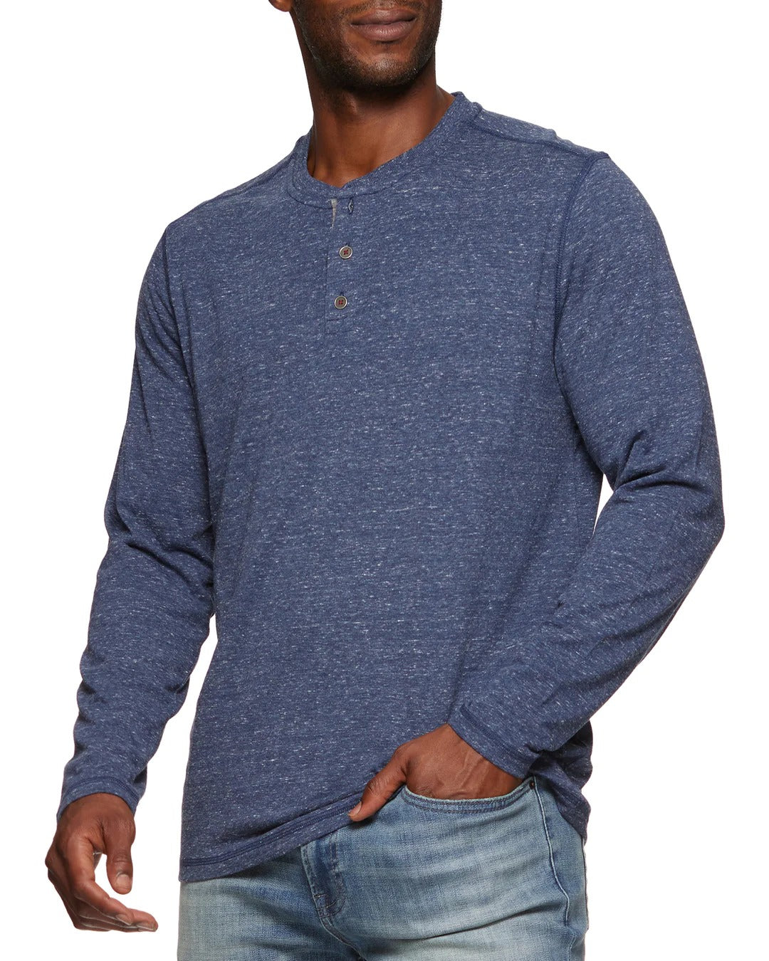 Wholesale,Flag & Anthem, Flag and Anthem Heather Navy Henley, Blue, Extra Large-47-TagXL