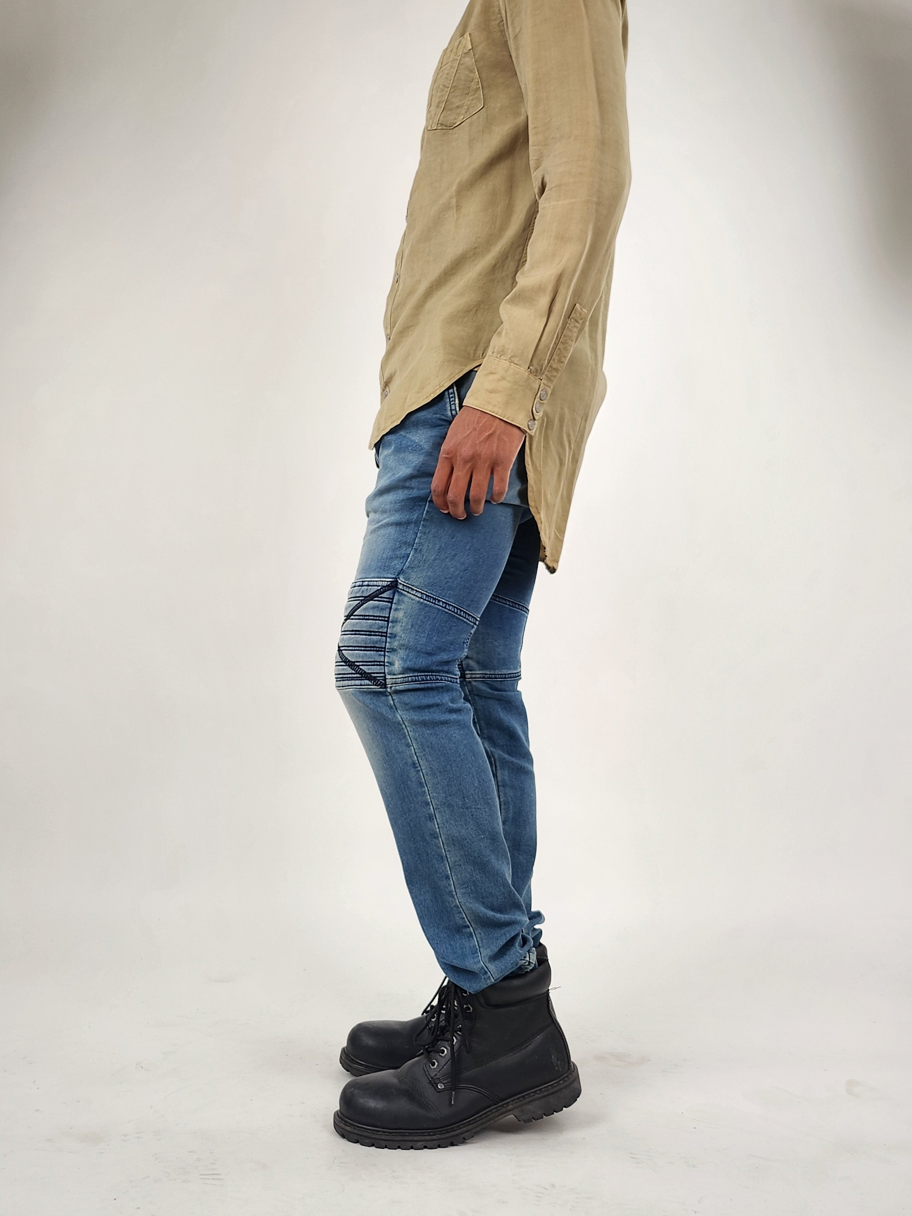 Wholesale,Reesedeluca, Reese De Luca Blue Pants with Drawstrings and X Detail at Front, Blue, 31W-33L-TagM
