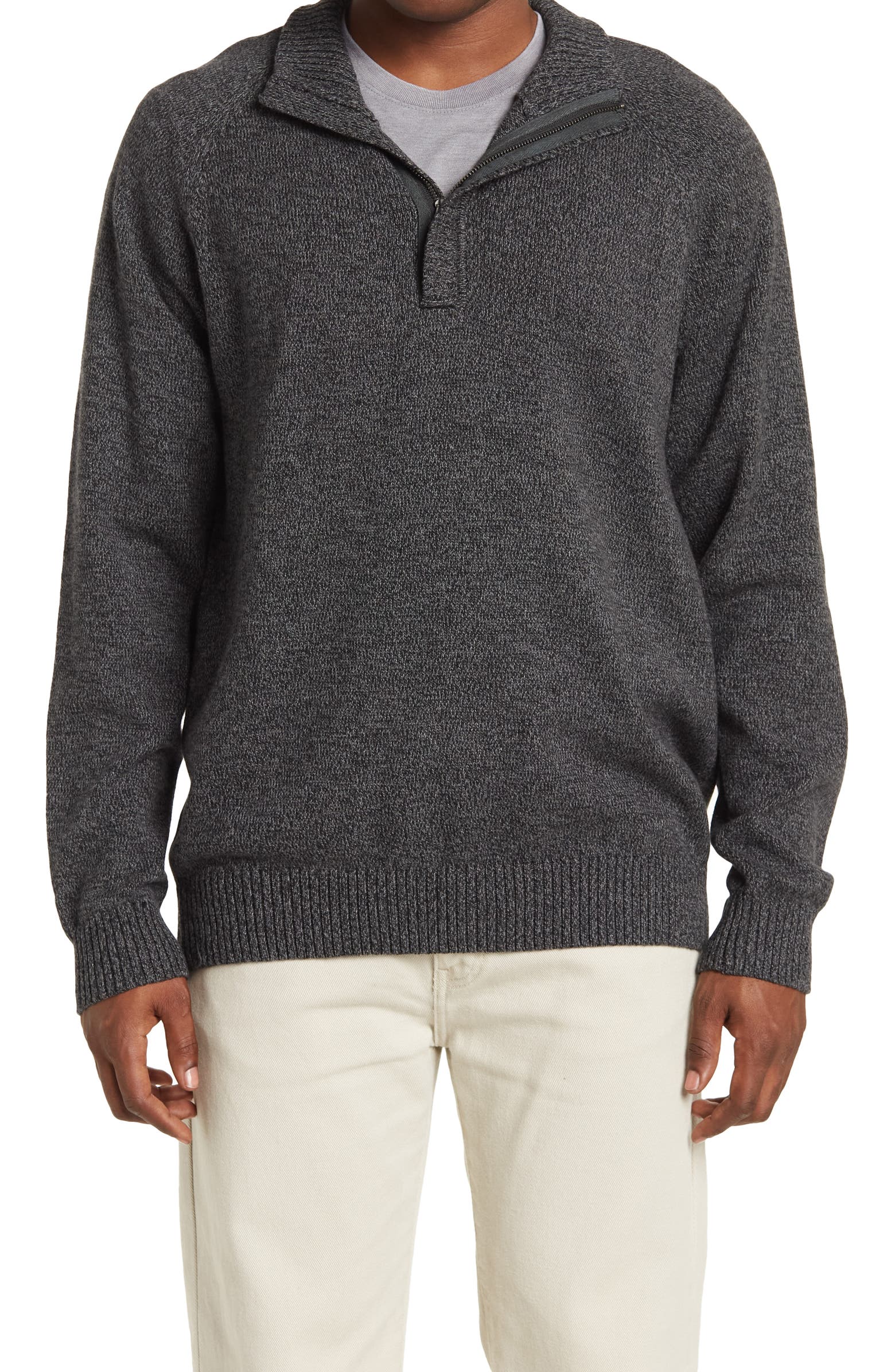 Nordstrom Rack,Weatherproof, WEATHERPROOF Charcoal Grey Half Zip Pullover Sweater, Grey, Medium-42-TagM