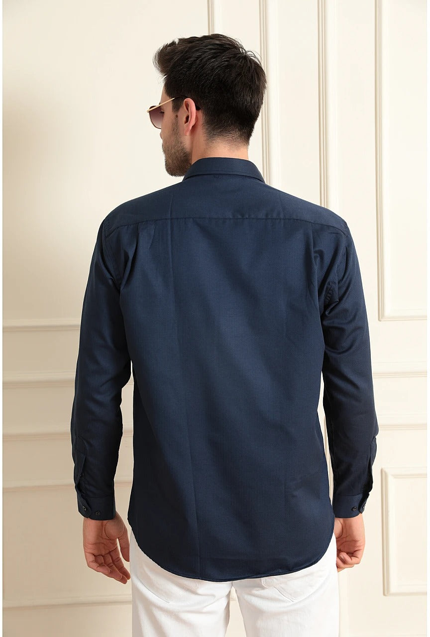 Wholesale,SCS, SCS Navy Blue Long Sleeve Classic Shirt, Blue, Medium-44-TagM