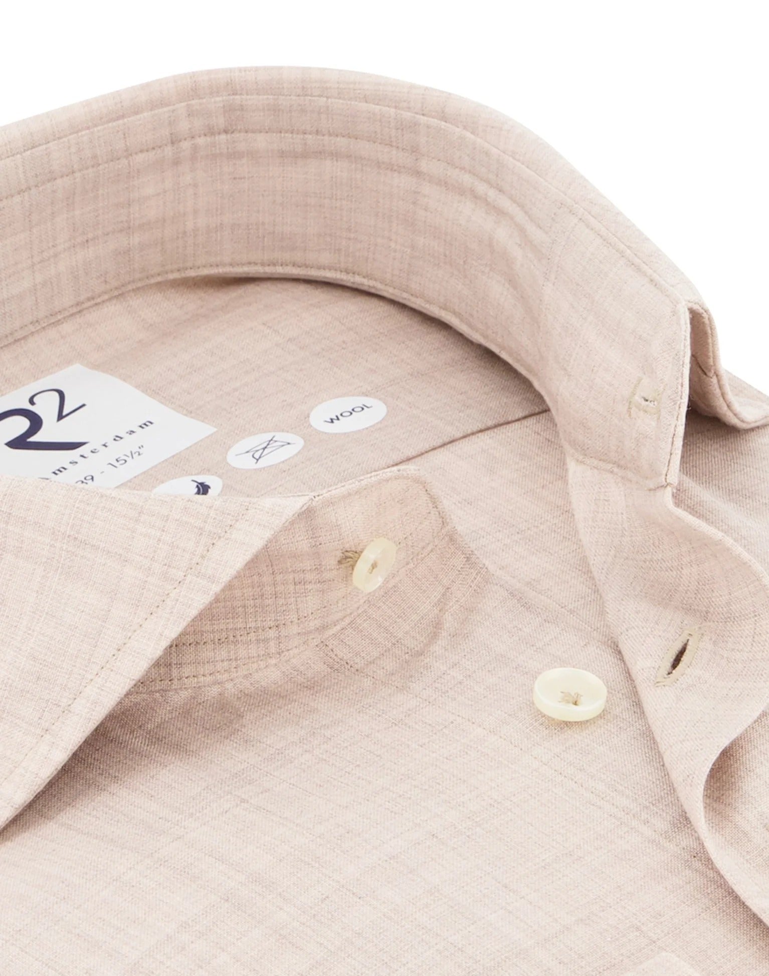 Brand Partner,R2 Amsterdam, R2 Amsterdam Oatmeal 100% Wool Long Sleeve Button Up Shirt, Tan, Medium-43-Tag41