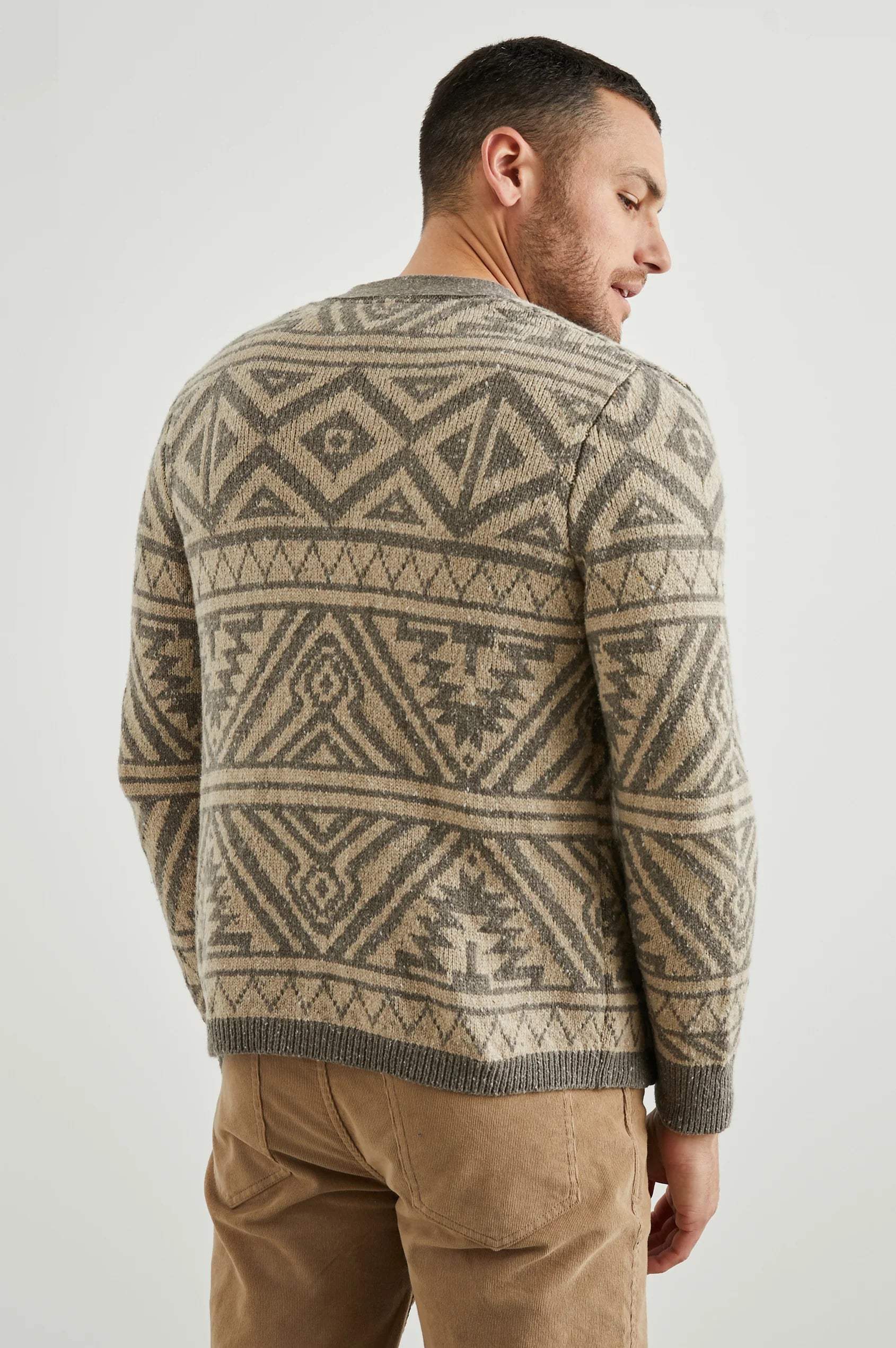 Wholesale,Rails, Rails Khaki/Brown Geometric Cotton Blend Cardigan, Tan, Medium-45-TagM