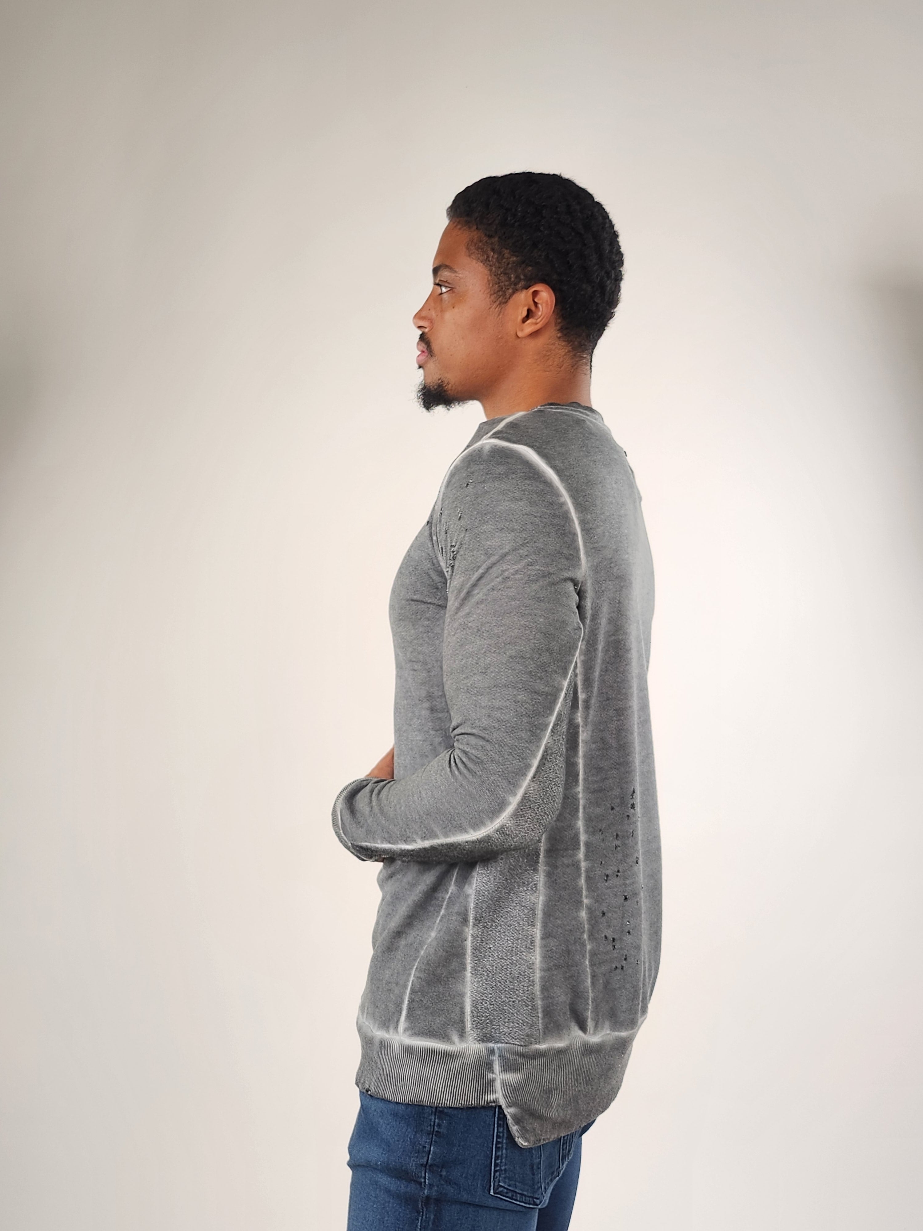 Wholesale,Reesedeluca, Reese De Luca Gray Long Sleeve T-Shirt, Grey, Medium-42-TagM