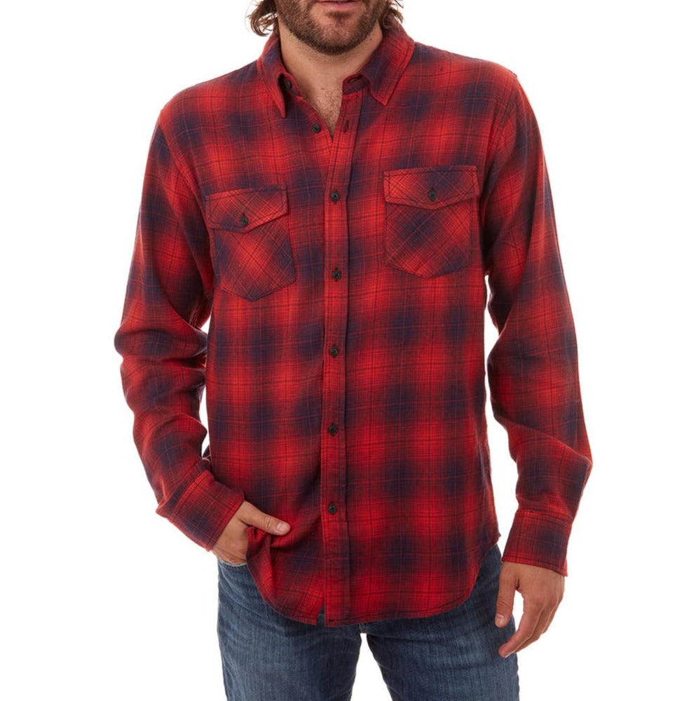 Faire,PX, PX Red Buffalo Check Print Flannel Button Up Shirt, Red, Small-40-TagM