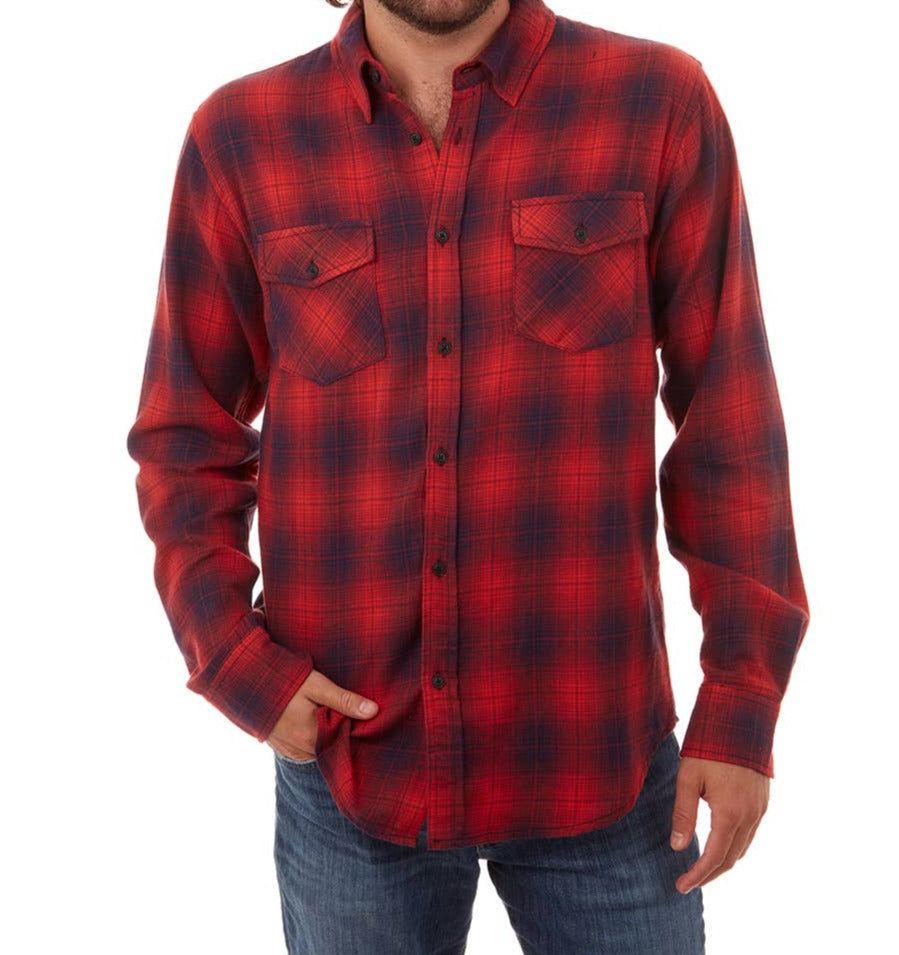 Faire,PX, PX Red Buffalo Check Print Flannel Button Up Shirt, Red, Extra Large-45-TagXL