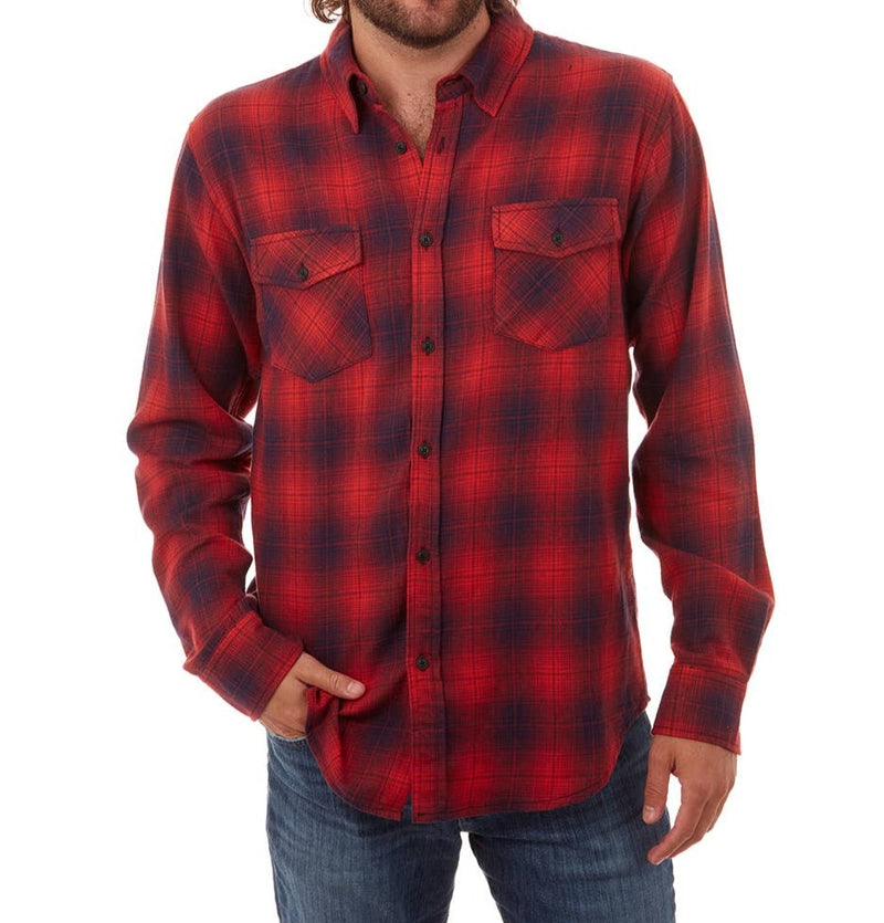 PX Red Buffalo Check Print Flannel Button Up Shirt