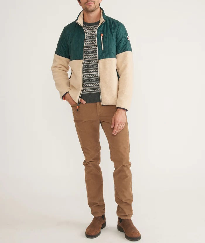 Wholesale,Marine Layer, Marine Layer Green/Tan Quilted Long Sleeve Archive Bariloche Sherpa Jacket, Green, Extra Large-50-TagXL