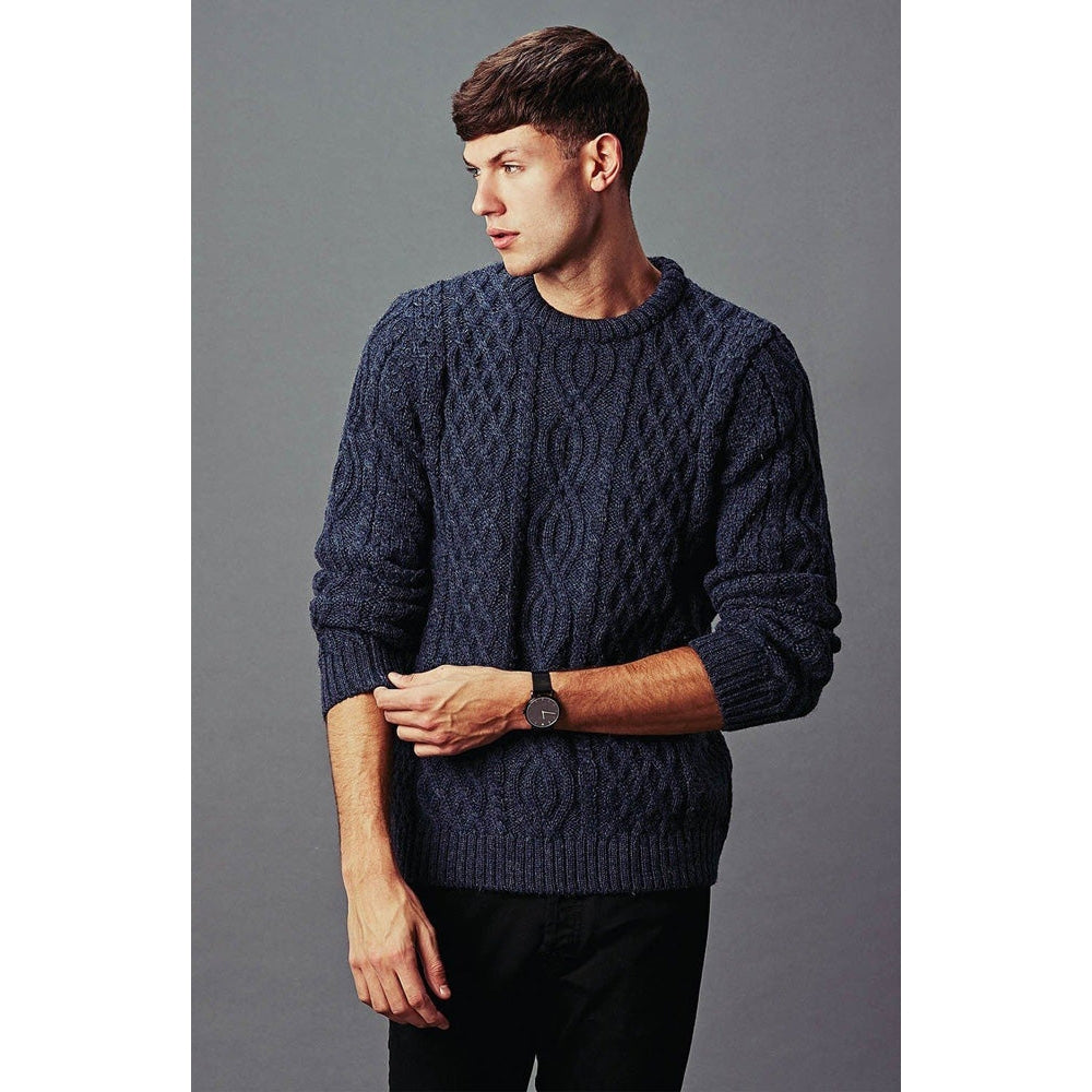 Faire,Paul James, Paul James Blue British Wool Cable Sweater, Blue, Small-36-TagM