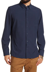 14TH AND UNION Slim Fit Navy Stretch Performance Button-up Shirt