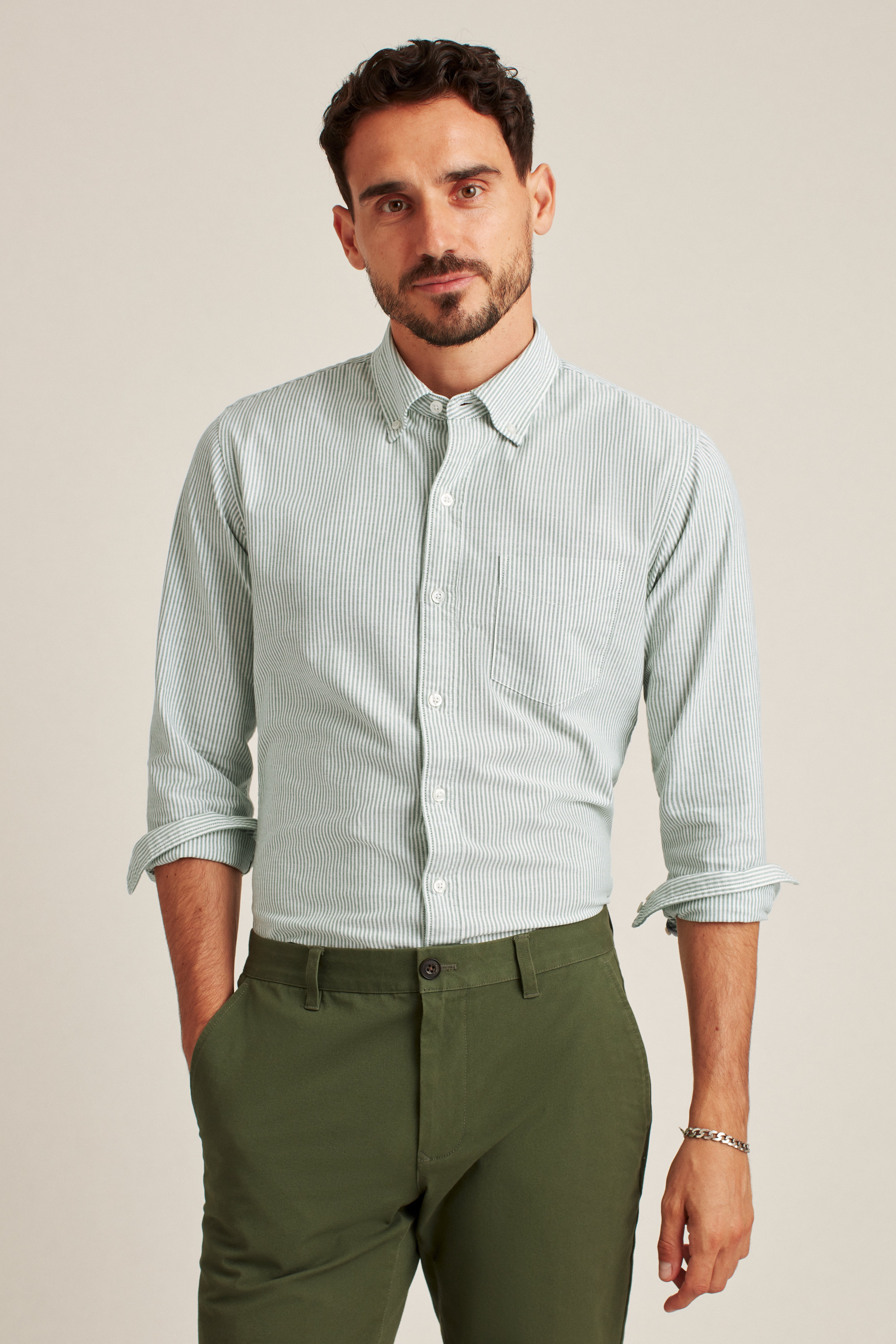 Wholesale,Bonobos, Bonobos Green Stripe Slim Long Sleeve Stretch Oxford Shirt, Green, Extra Large-48-TagXL