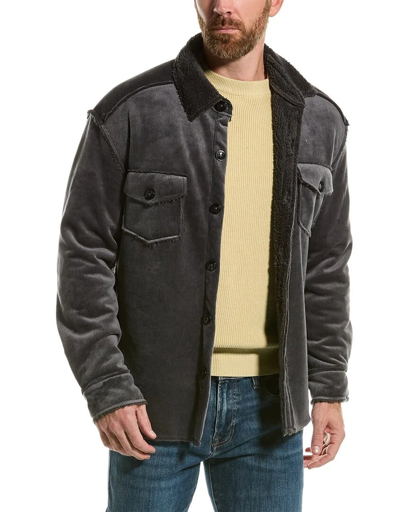 Industry Republic Clothing Charcoal Corduroy Sherpa Collared