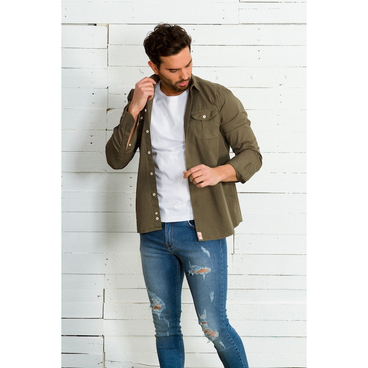 Faire,Yellow Skin, Yellow Skin Green Wash Overshirt, Green, Medium-43-TagMLarge-45-TagL