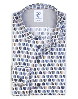 R2 Amsterdam Blue/White Lamp Print Long Sleeve Button Up Shirt