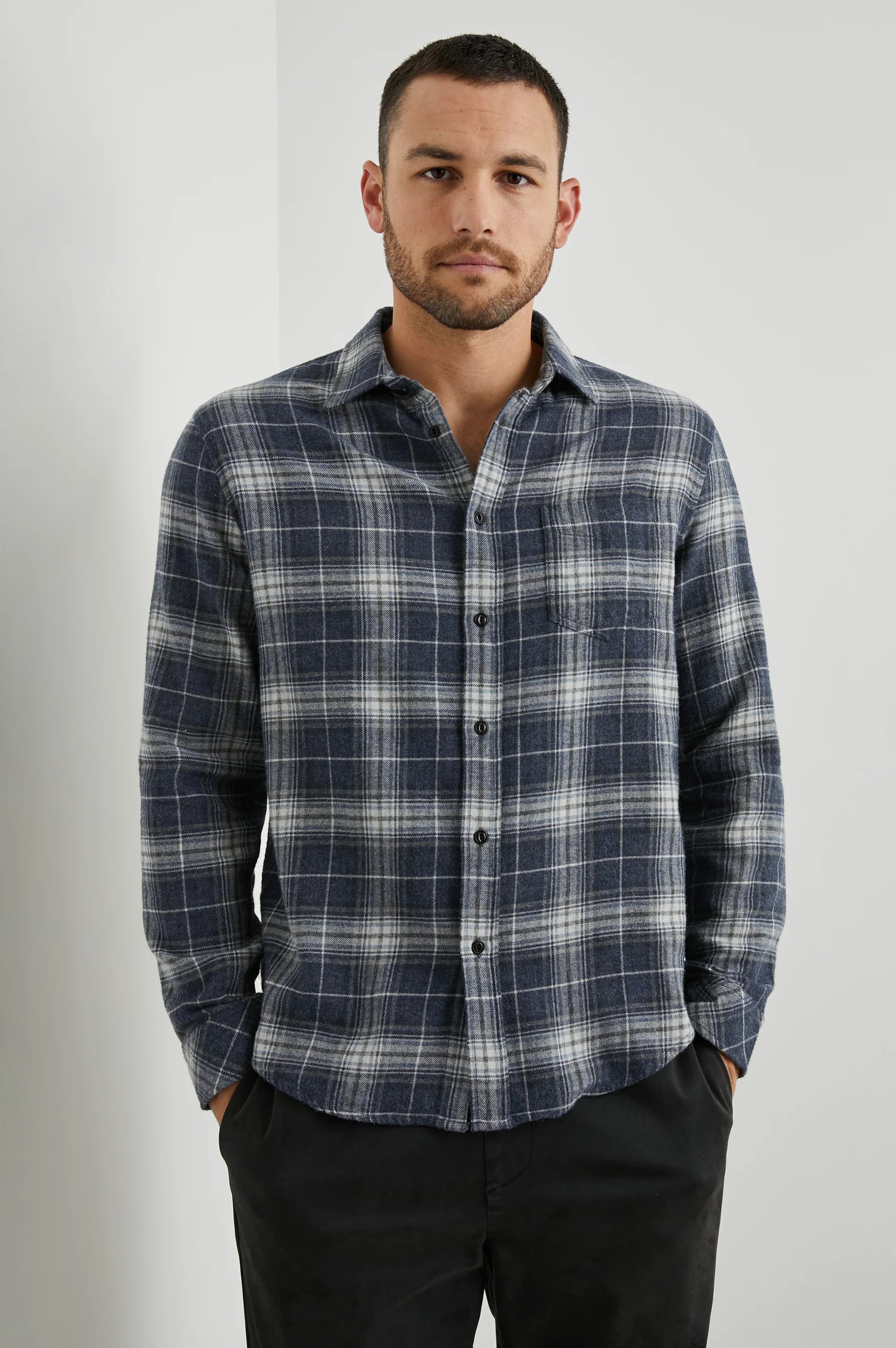 Wholesale,Rails, Rails Navy Plaid Flannel Shirt, Blue, Medium-44-TagM