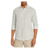 The Mens Store Green Striped Linen Button-Up Shirt