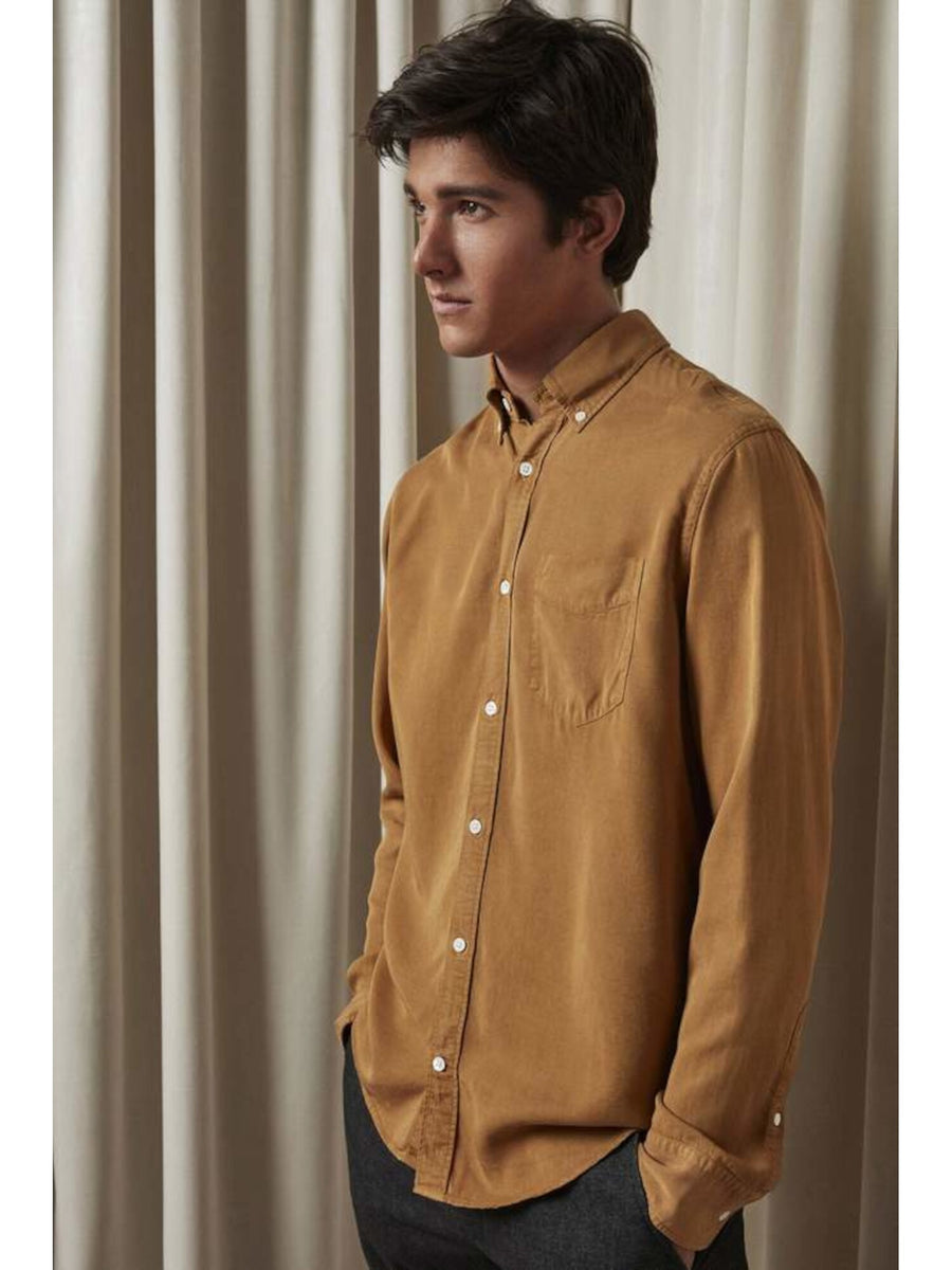 Bobbi + Bricka, NN07 Beige Button Down Shirt, TanBrown, Large-46-TagLMedium-43-