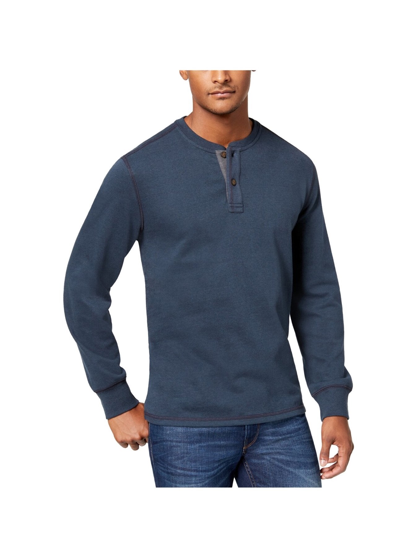 Bobbi + Bricka, G.H. BASS Blue Henley, Blue, Small-40-TagS