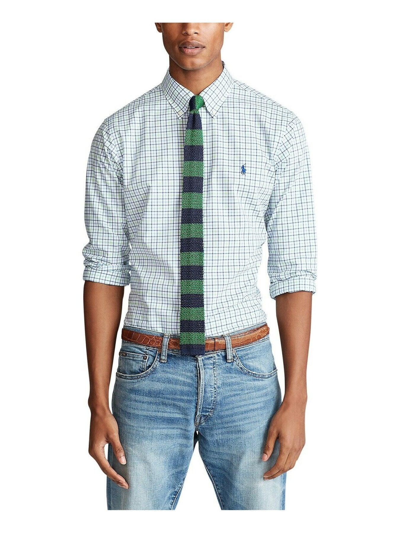 Bobbi+Bricka, RALPH LAUREN Blue Multi-Check Button-up Shirt, Blue, Medium-40-TagM