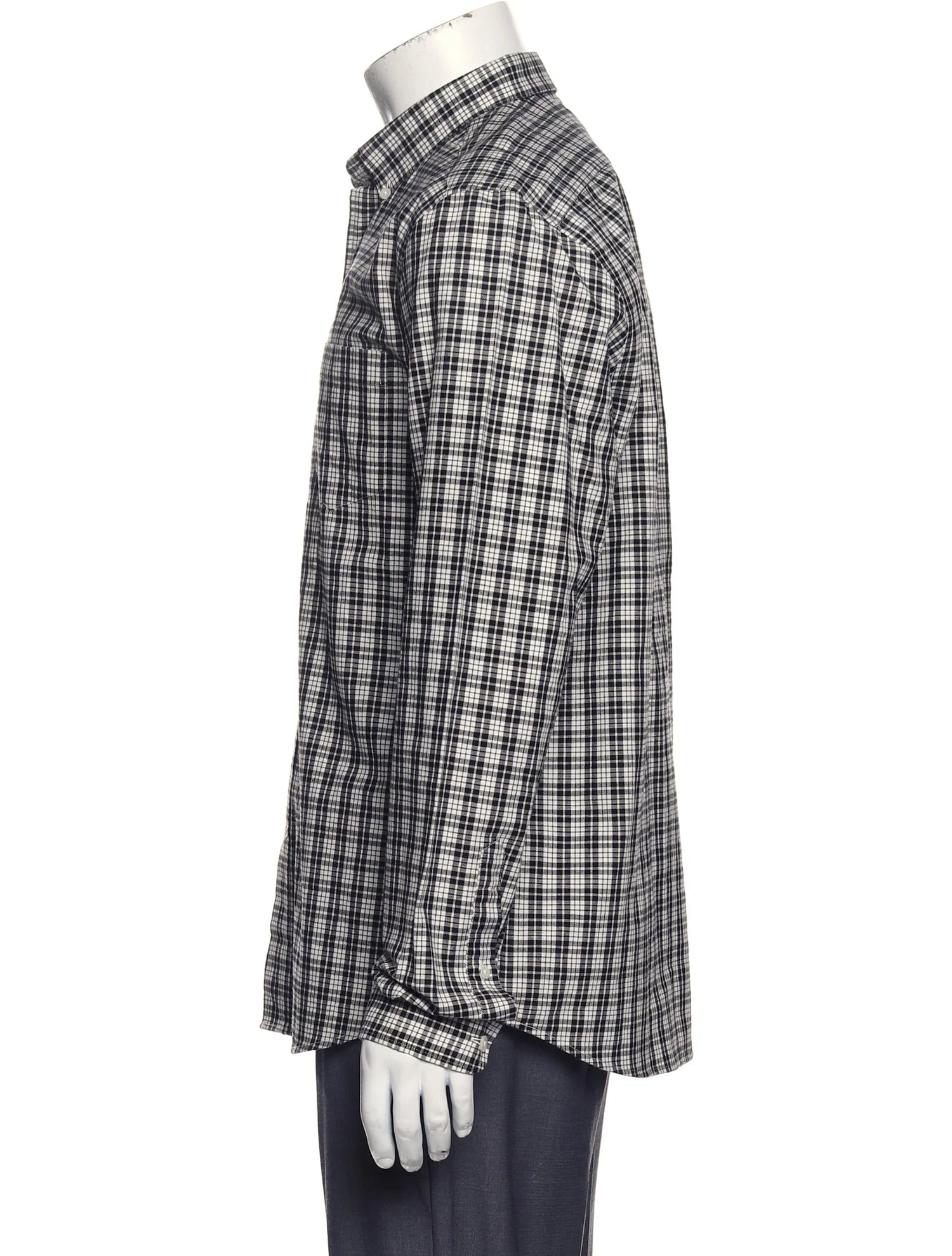 The RealReal,AMI Alexandre Matiussi, AMI Alexandre Mattiussi Black Plaid Long Sleeve Button Up Shirt With Front Pocket, Black, Medium-42-TagM
