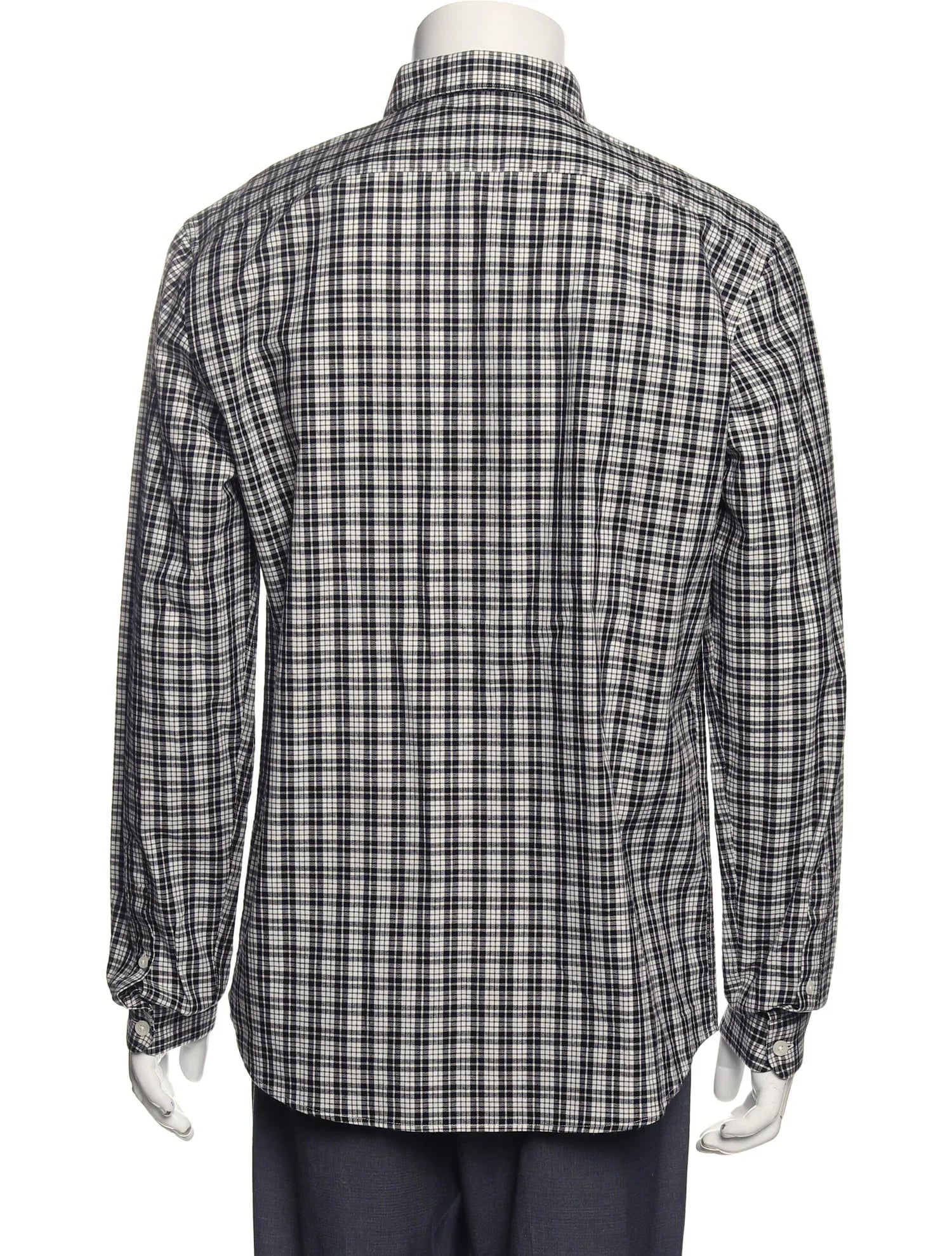 The RealReal,AMI Alexandre Matiussi, AMI Alexandre Mattiussi Black Plaid Long Sleeve Button Up Shirt With Front Pocket, Black, Medium-42-TagM