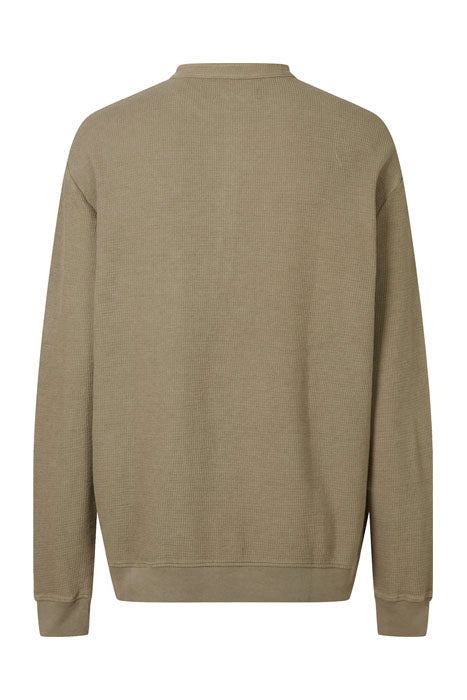 Otrium,AllSaints, AllSaints Olive Green Waffle Knit Relaxed Fit Long Sleeve Henley, Green, Extra Extra Large-53-TagM