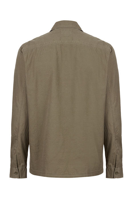 Otrium,AllSaints, AllSaints Olive Green Grid Textured Button Up Over Shirt With Chest Pockets, Green, Extra Extra Large-52-TagXXL