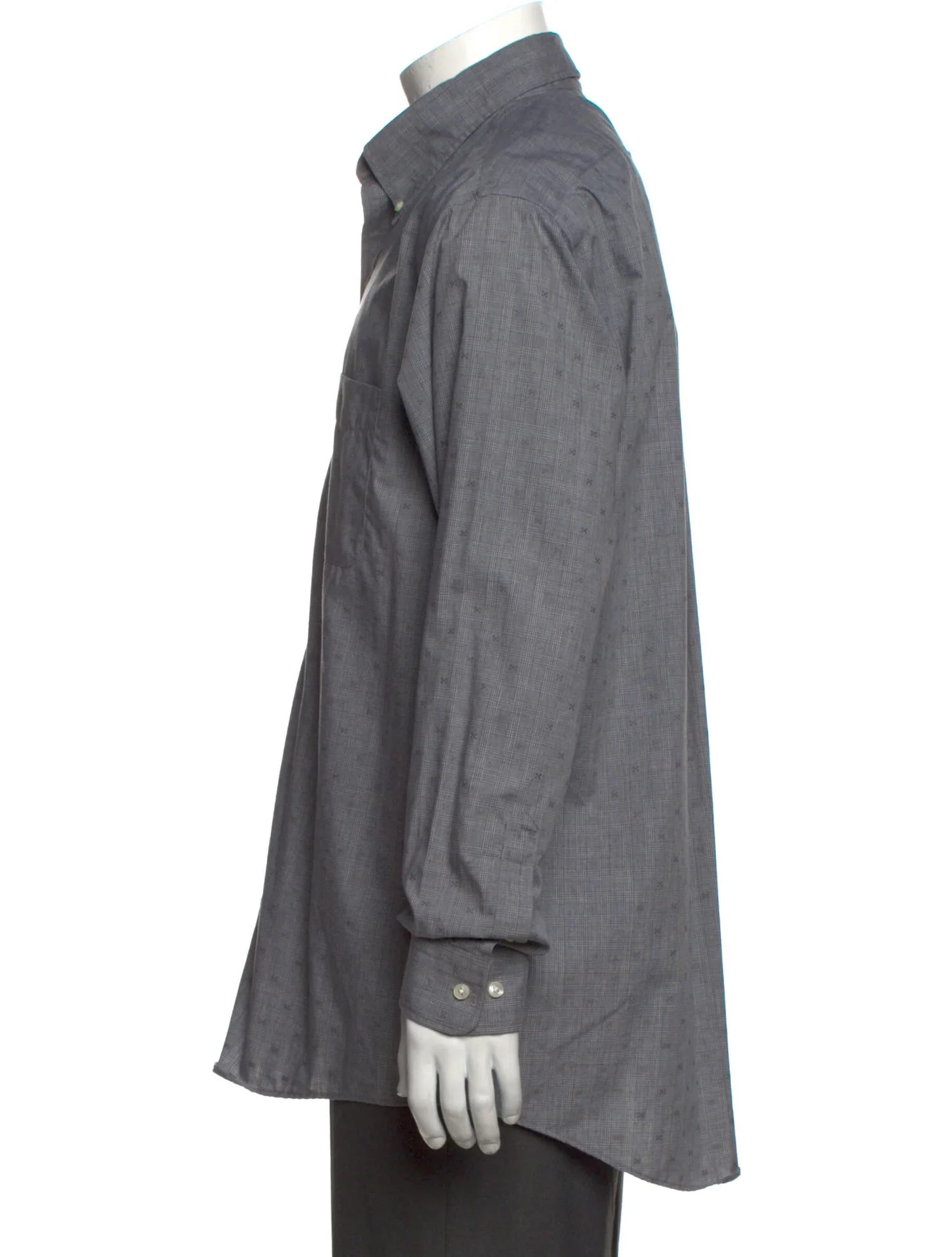 The RealReal,Allen Edmonds, Allen Edmonds Grey Tonal Plaid with Speck Detail Long Sleeve Button Up Shirt, , 