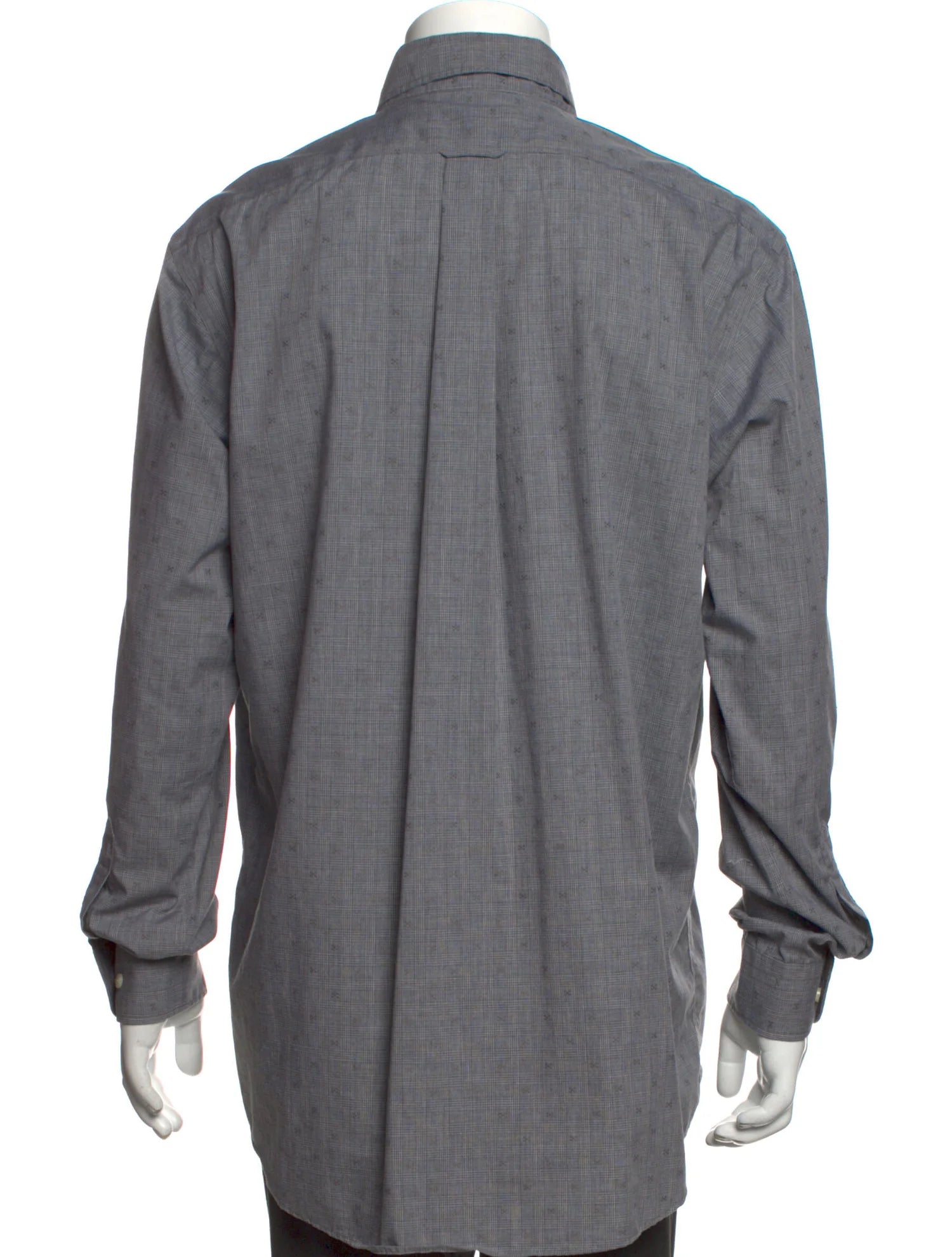 The RealReal,Allen Edmonds, Allen Edmonds Grey Tonal Plaid with Speck Detail Long Sleeve Button Up Shirt, Grey, Extra Large-48-TagL