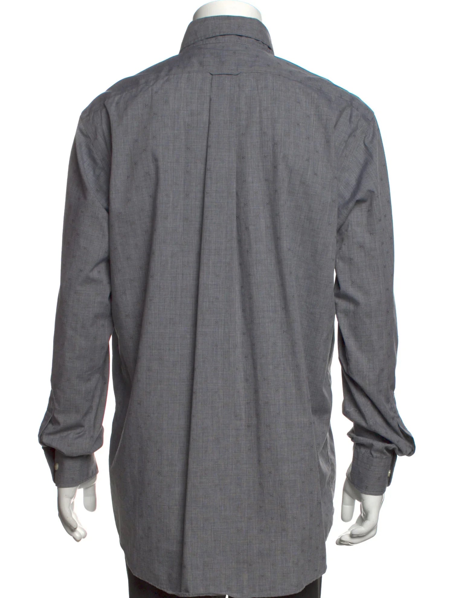 The RealReal,Allen Edmonds, Allen Edmonds Grey Tonal Plaid with Speck Detail Long Sleeve Button Up Shirt, , 