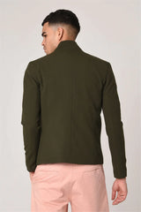 Antioch Dark Green Mock Collar Zip Up Jacket