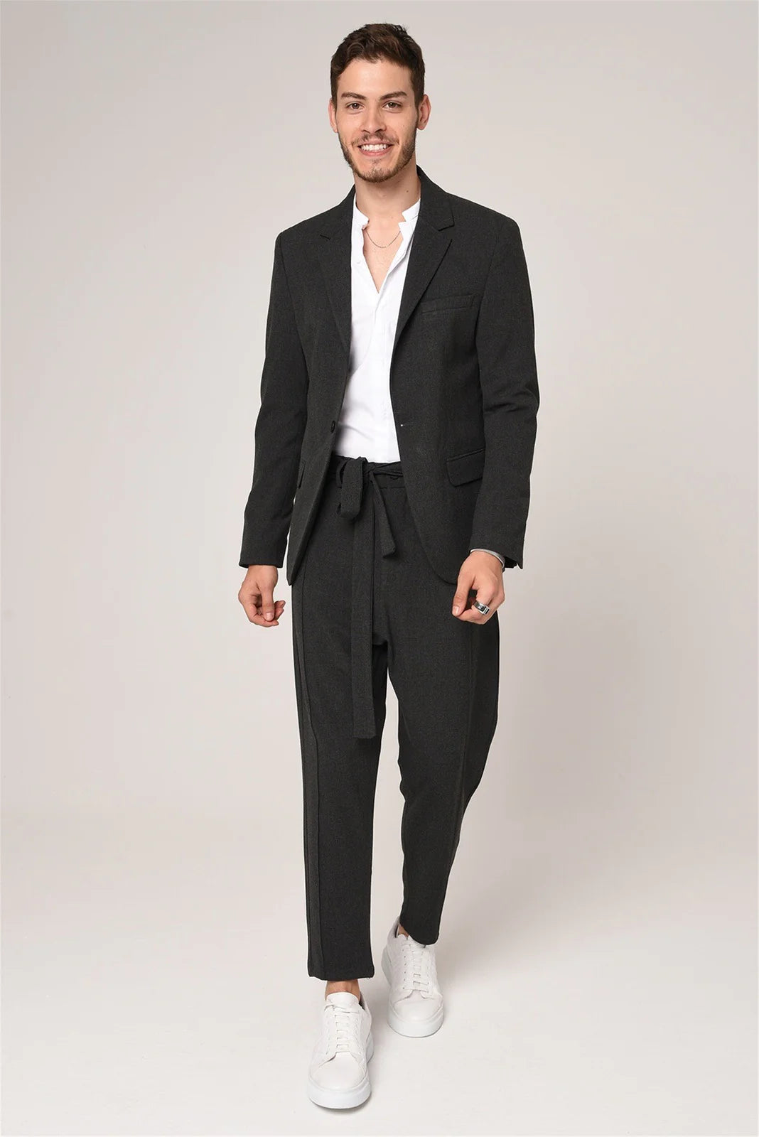 Clothing Supplier,Antioch, Antioch Dark Grey with Three Front Pockets Blazer, Grey, Small-39-TagS