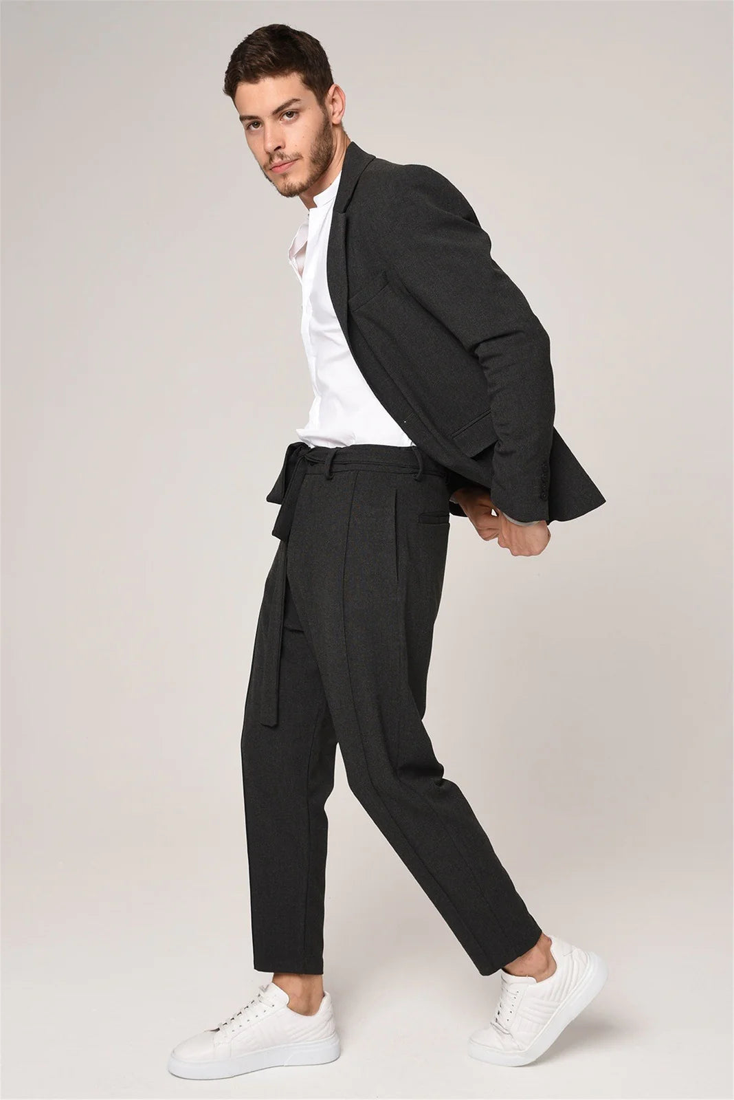 Clothing Supplier,Antioch, Antioch Dark Grey with Three Front Pockets Blazer, Grey, Small-39-TagS